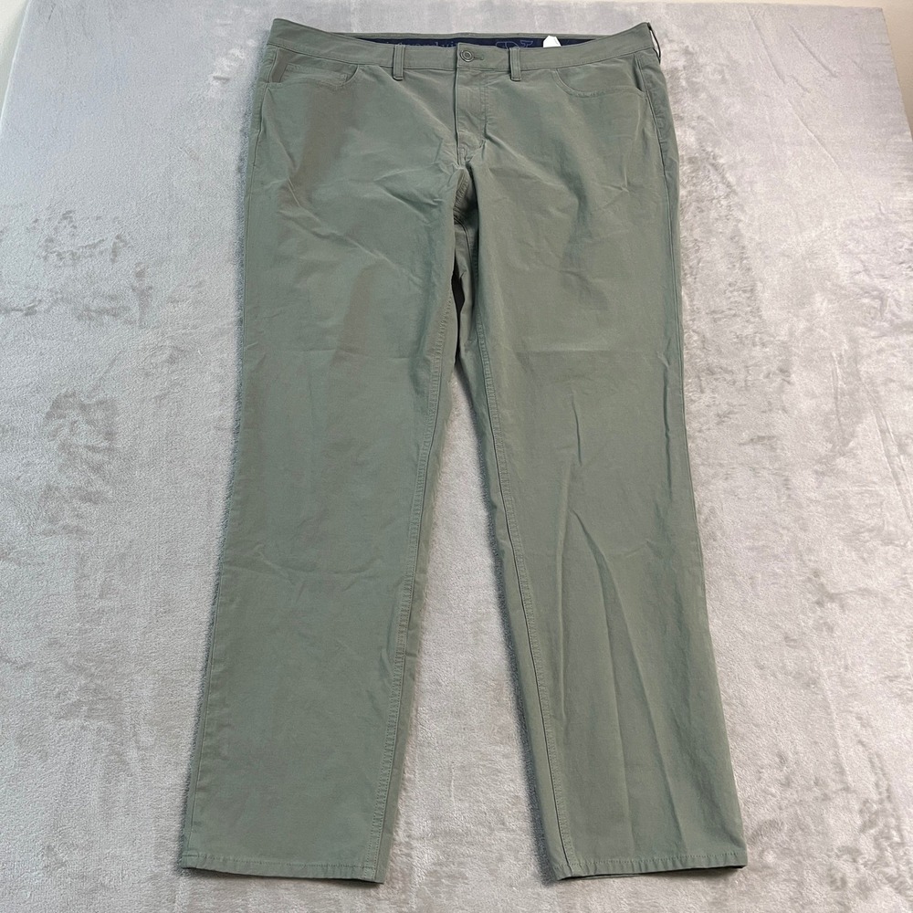 Vineyard Vines Performance On-The-Go Pants OTG Mens 40x32 Sage Green Chino EUC